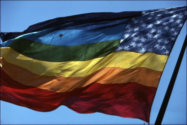 rainbow flag with field of stars